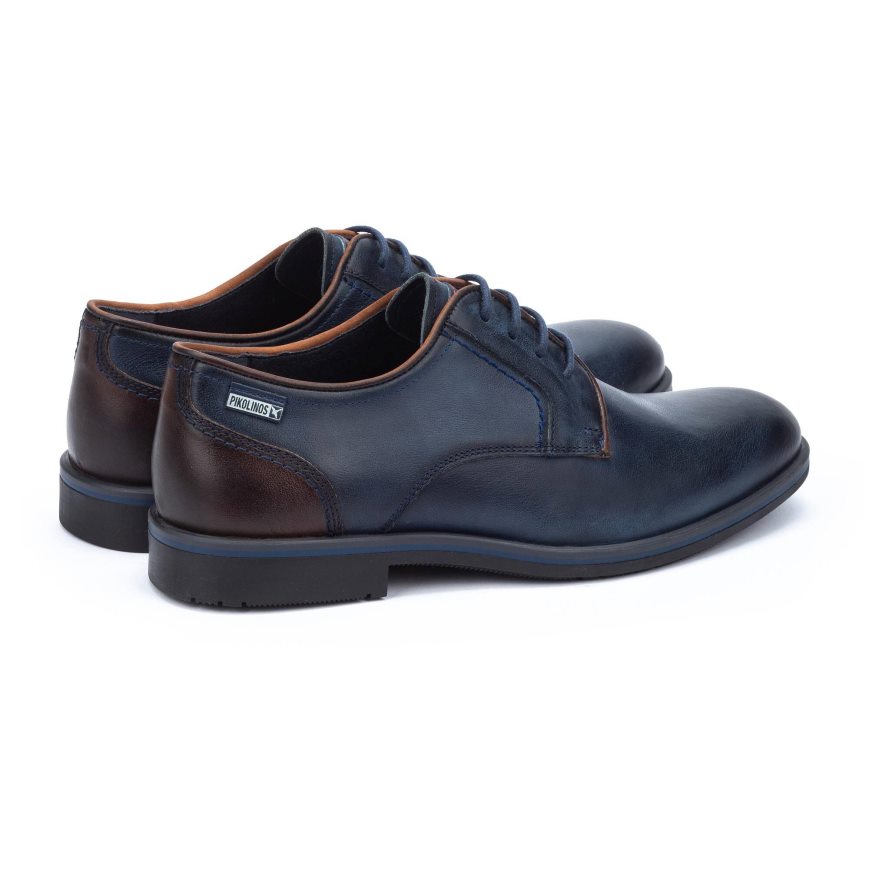 Men's Pikolinos LEON Lace Up Shoes Blue | NZ M98205A